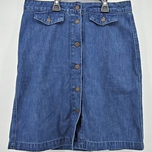 Button Down Denim Skirt Knee Length ~Size 6